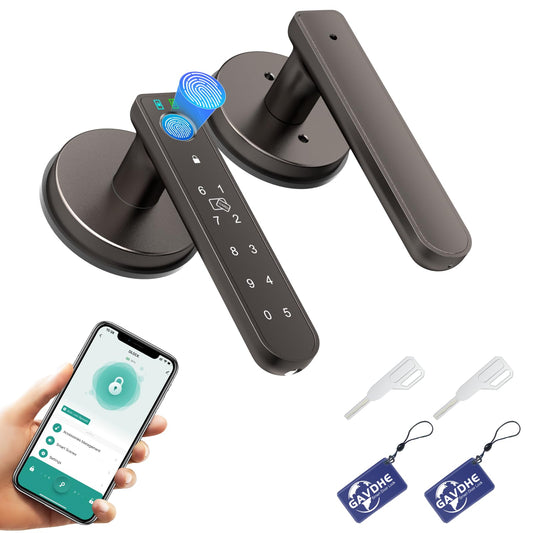Gavdhe Fingerprint Door Lock Smart Fingerprint Door Knob with Keyless Entry Biometric Door Lock with Keypad App Control Easy Installation for Home Bedroom Office(Starry Grey)