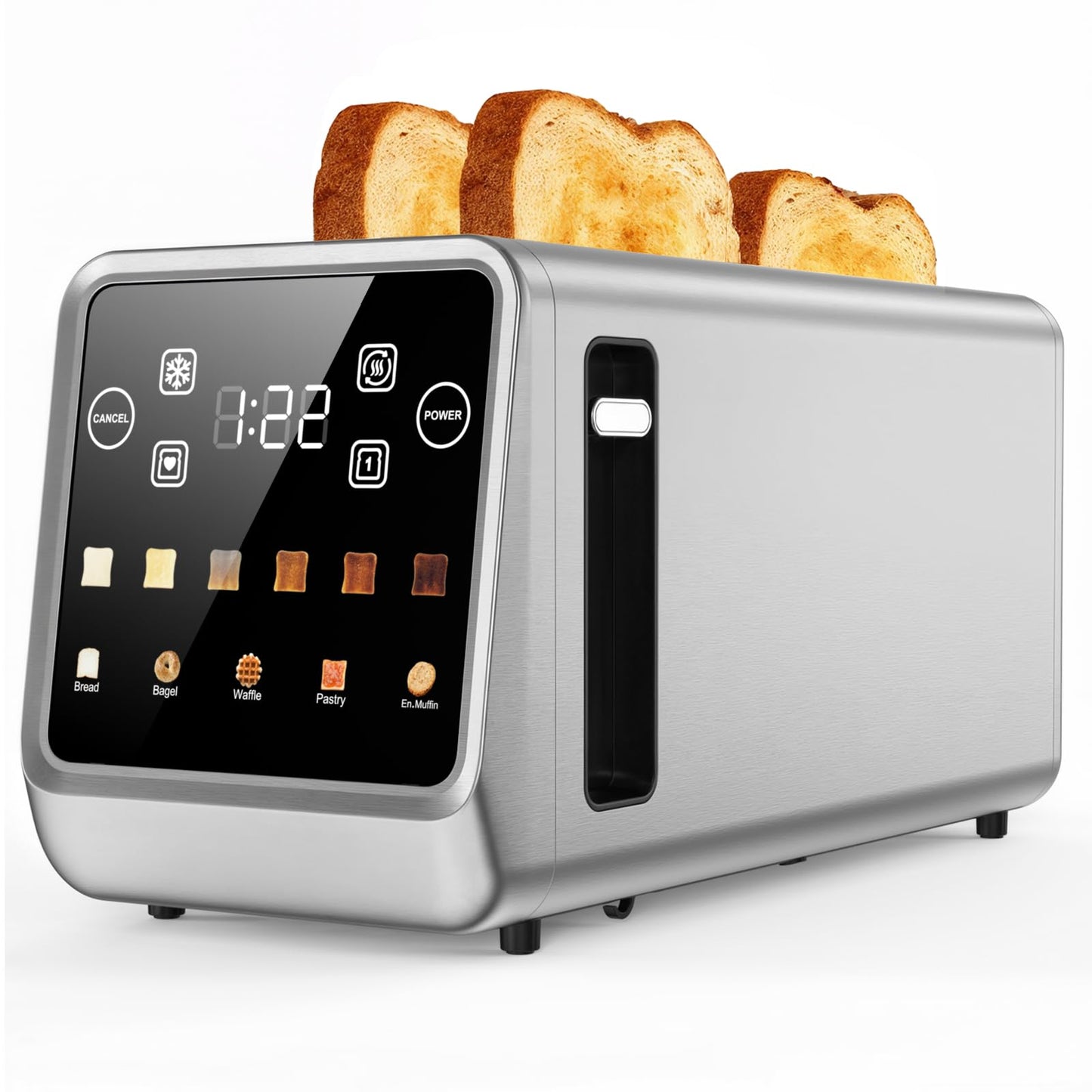 4-Slice Smart Toaster with Touch Screen | 1400W Fast Even Toast & Stainless Steel | 2x1.5" Extra-Wide Slots for Bagels | Memory Function, 6 Shade Settings