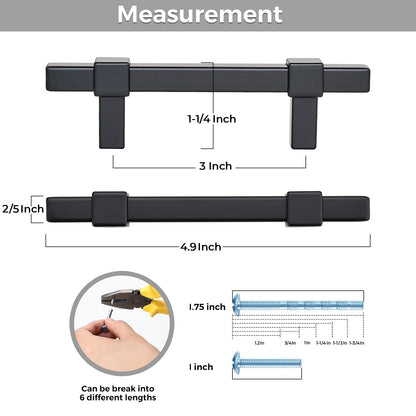 Ravinte Decor 30 Pack Black Cabinet Handles - 3" Hole Center Cabinet Pulls Matte Black Drawer Pulls Cabinet Hardware Kitchen Handles for Cabinets