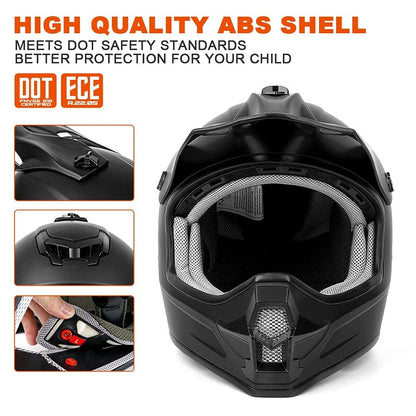 Orthrus DOT Certified Adult & Youth Helmet for Dirt Bike ATV Motocross Offroad Motorcycle Bike(MatteBlack,XL)