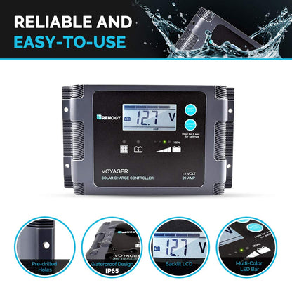 Renogy 200W 12V Portable Solar Panels Suitcase with Waterproof 20A Charge Controller, Foldable 200 Watt Solar Panel W/ Adjustable Kickstand, Solar Charger for Power Station, RV, Camping, SUV, Off Grid