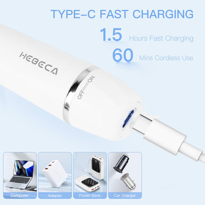 HEBECA Nose Hair Trimmer for Women and Men, 3-in-1 Electric Facial Hair Removal Rechargeable Portble Waterproof Face Shaver Razor for Nose Ear Eyebrow Peach-Fuzz Lips Chin FT3001