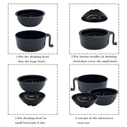 Lshfwn 33oz Microwave Ramen Cooker,Ramen Bowl Set,Instant Noodles Bowl with Chopsticks,Rapid Ramen Cooker with Handles for College Dorm Room Apartment Essentials Dishwasher-Safe,Black