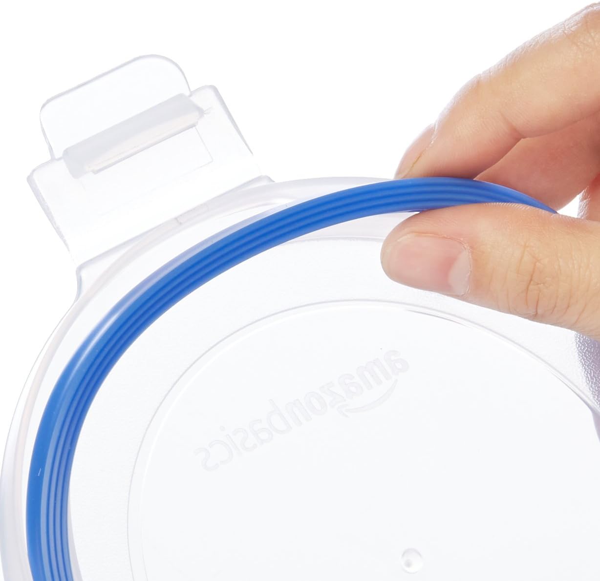 Amazon Basics Leak-Proof Glass Locking Lids Food Storage Containers, 14-Piece Set, 7 Count of Bases and 7 Plastic Lids, Clear, Blue, BPA Free