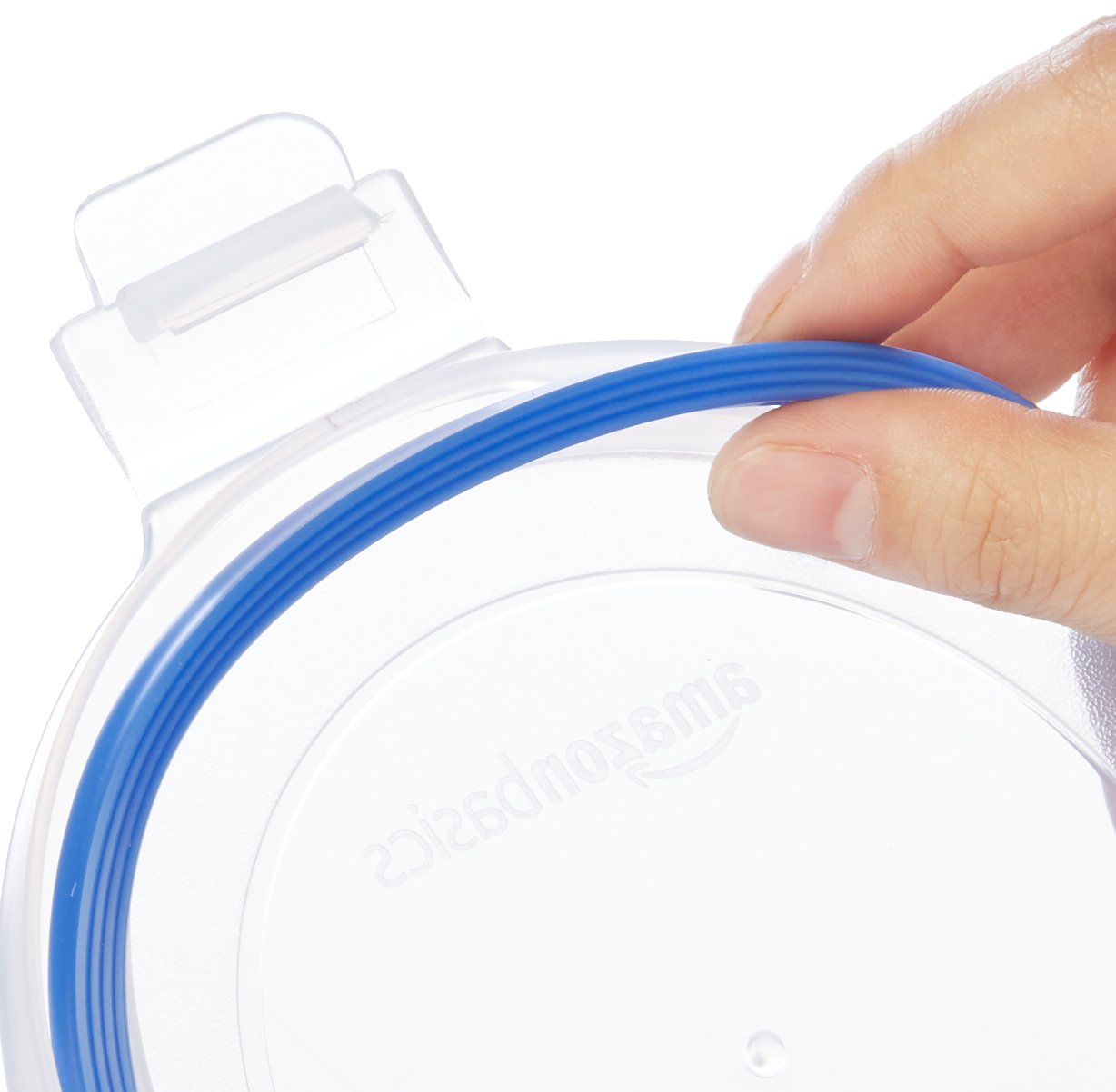 Amazon Basics Leak-Proof Glass Locking Lids Food Storage Containers, 14-Piece Set, 7 Count of Bases and 7 Plastic Lids, Clear, Blue, BPA Free