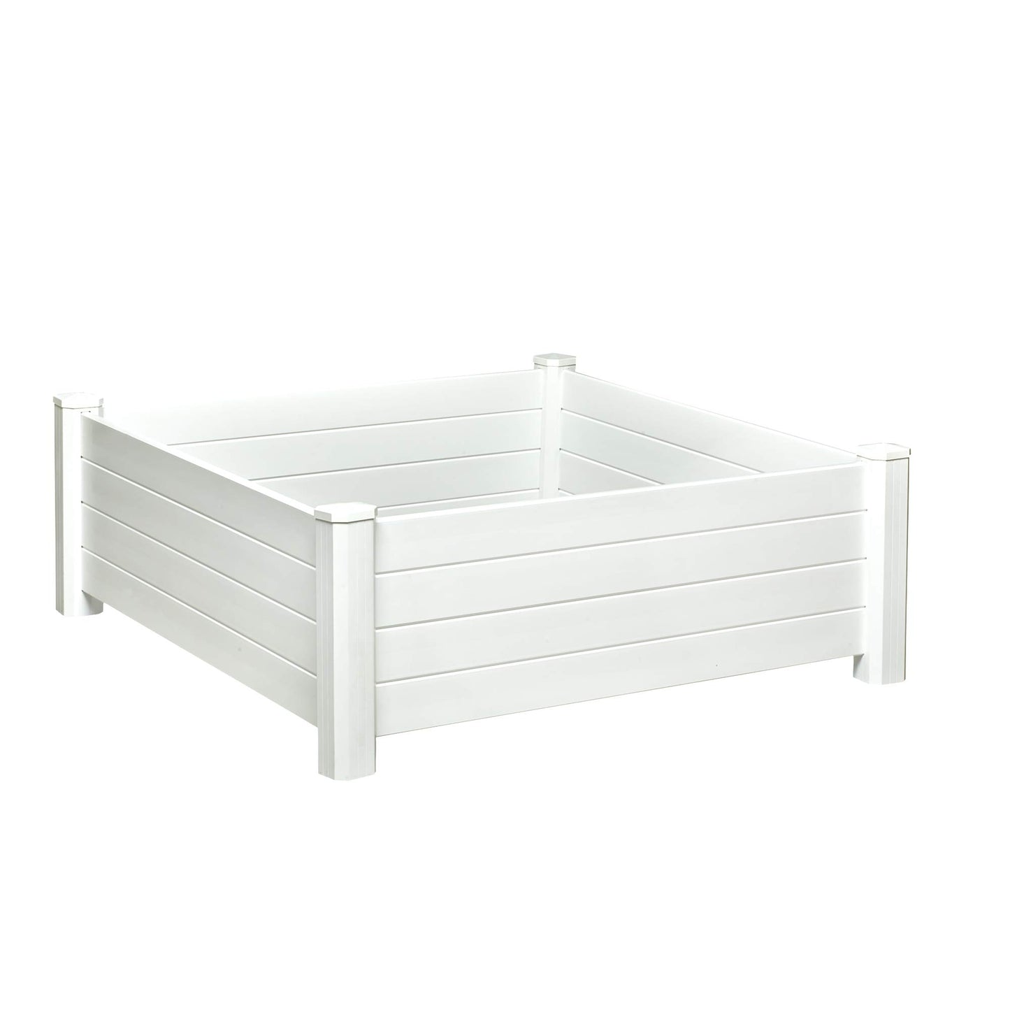 NuVue Products 26001 Premium Outdoor Raised Garden Bed for Growing Edible Plants and Flowers, BPA-Free Woodgrain Panel Elevated Planter Box, 48” L x 48” W x 15” H, White