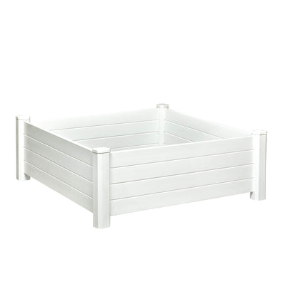 NuVue Products 26001 Premium Outdoor Raised Garden Bed for Growing Edible Plants and Flowers, BPA-Free Woodgrain Panel Elevated Planter Box, 48” L x 48” W x 15” H, White