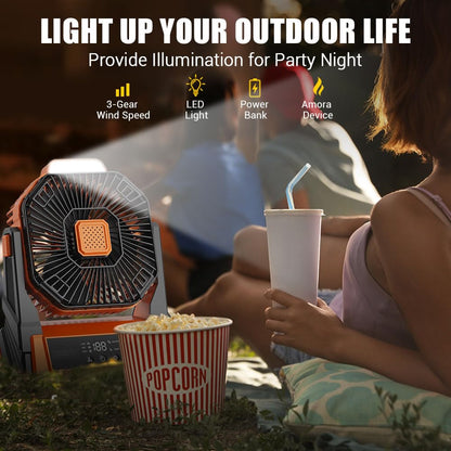 Instern Portable Fan Rechargeable, 20000mAh Battery Powered Desk Fan with LED Lantern, Battery Operated Personal Tent Fans for Camping, Travel, Home, Bedroom, Jobsite, Beach Vacation Essentials