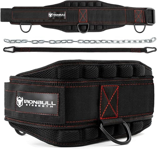 Advanced Dip Belt V2 – Heavy-Duty Weighted Belt with Reinforced Back, Chain & Nylon Strap – 3-Point Anchor D-Rings for Dips, Pull-Ups, Squats & More (XX-Large)