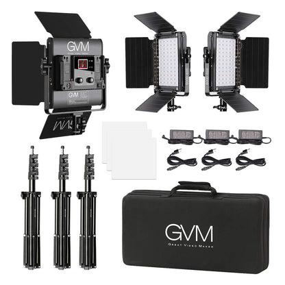 GVM RGB LED Video Lighting Kit, 800D Studio Video Lights with Panel, APP Control for YouTube Photography Lighting, , 3200K-5600K, 8 Kinds of The Scene Lights, 3 Packs