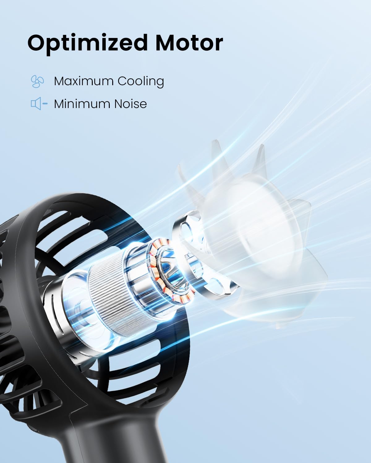 Gaiatop Mini Portable Handheld Fan, 3 Speed Powerful Battery Operated, Small USB Rechargeable Personal Fans for Makeup Eyelash, Camping Beach Airplane Travel Essentials for Women Girls Black