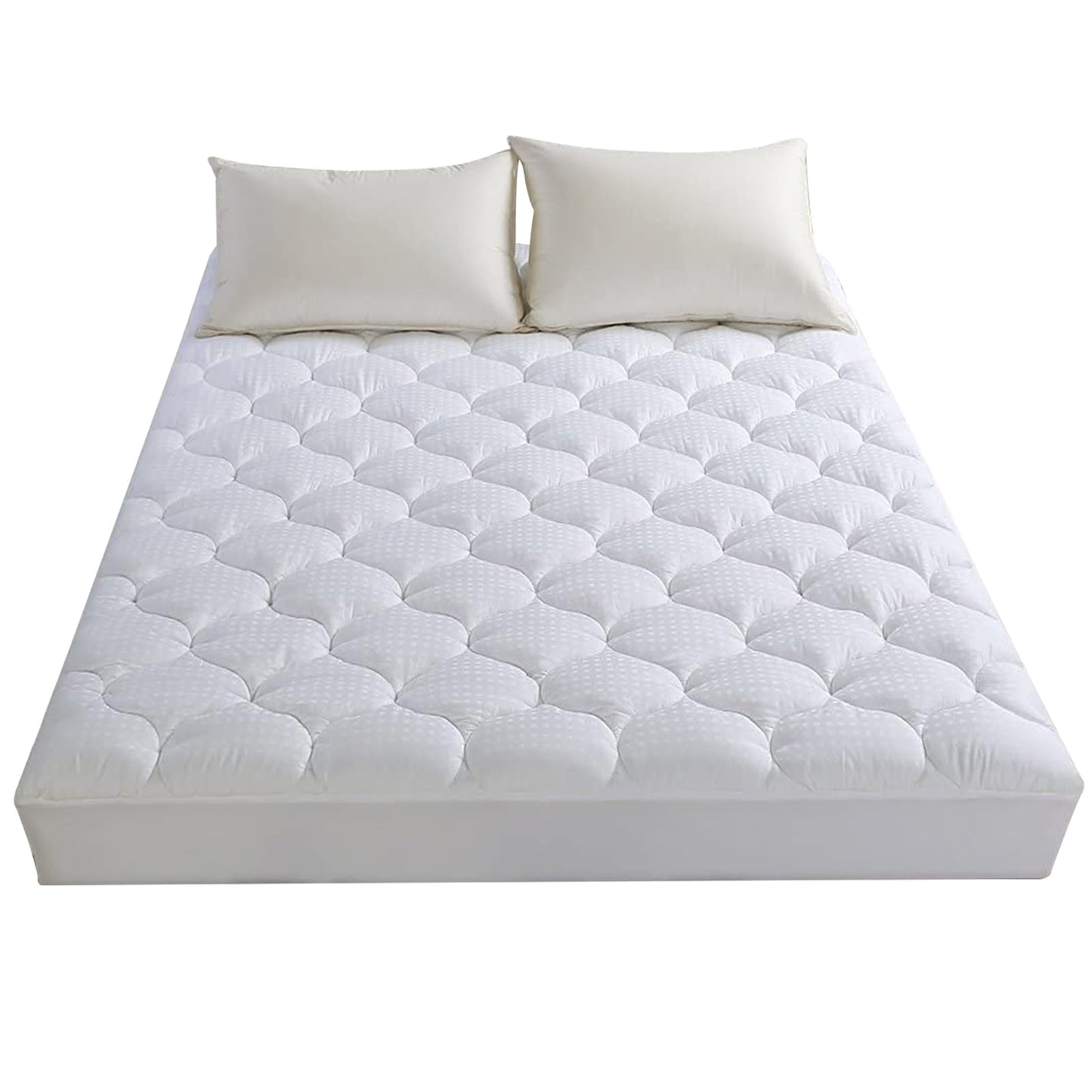 LEISURE TOWN King Mattress Pad Fitted Quilted Cotton Mattress Cover Cooling Soft Pillow Top Mattress Topper with Down Alternative Filling Mattress Protector with 8-21 Deep Pocket (78x80 White)