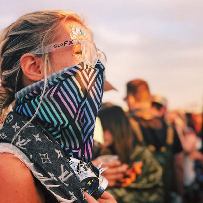 GloFX Ultimate Diffraction Glasses - Clear - 3D Prism Rainbow Effect - Great Edm, Festival, Concert, Fireworks, Christmas Lights, and Rave Accessory - Clear Frames