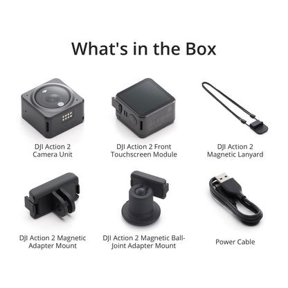 DJI Action 2 Dual-Screen Combo (32GB) WITHOUT Magnetic Protective Case, 4K Action Camera with Dual OLED Touchscreens, 155° FOV, Magnetic Attachments, Stabilization, Underwater Camera Ideal