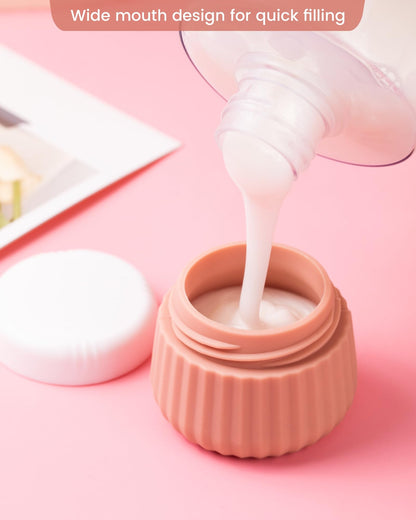 Mrsdry Travel Containers for Toiletries 4 Pack, TSA Approved Travel Size Toiletries, Portable Size Containers, With Clear Bag Leak Proof Silicone Jars, Essentials Creams Jars Carrying Small Items