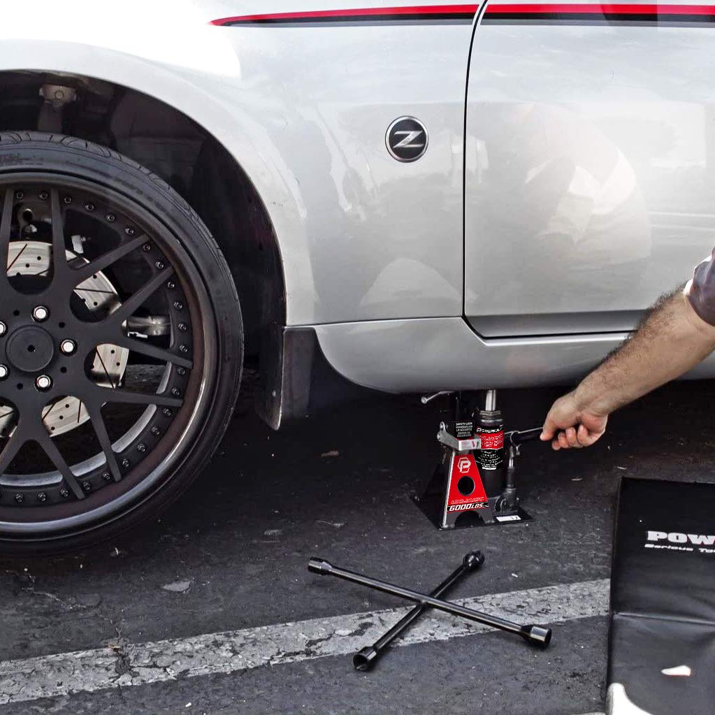 Powerbuilt 3 Ton, Bottle Jack and Jack Stands in One, 6000 Pound Capacity, All-in-One Car Lift, Heavy Duty Vehicle Unijack, Wide Base, 620471