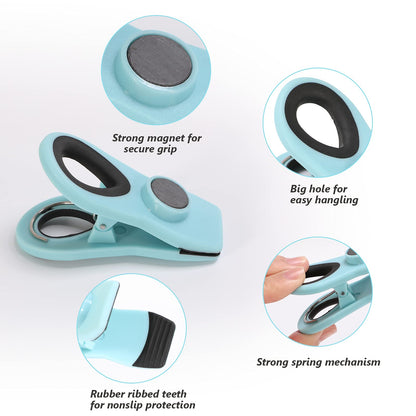 12 Pack Chip Clips, Magnetic Bag Clips with Airtight Seal for Chips, Bread, Snacks, Fridge Organizer Kitchen Storage Clips Multicolor