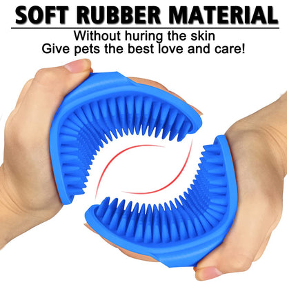 Kwispel Dog Grooming Brush, Pet Shampoo Bath Brush Shedding Soothing Massage Rubber Comb with Adjustable Ring Handle for Long Short Haired Dogs and Cats 2pcs