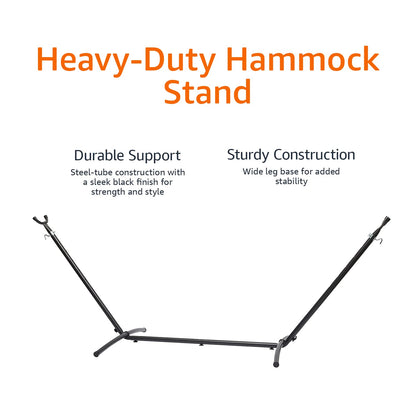 Amazon Basics 2 Person Heavy Duty Hammock Stand for Outside, Includes Portable Carrying Case, 9 foot, Black