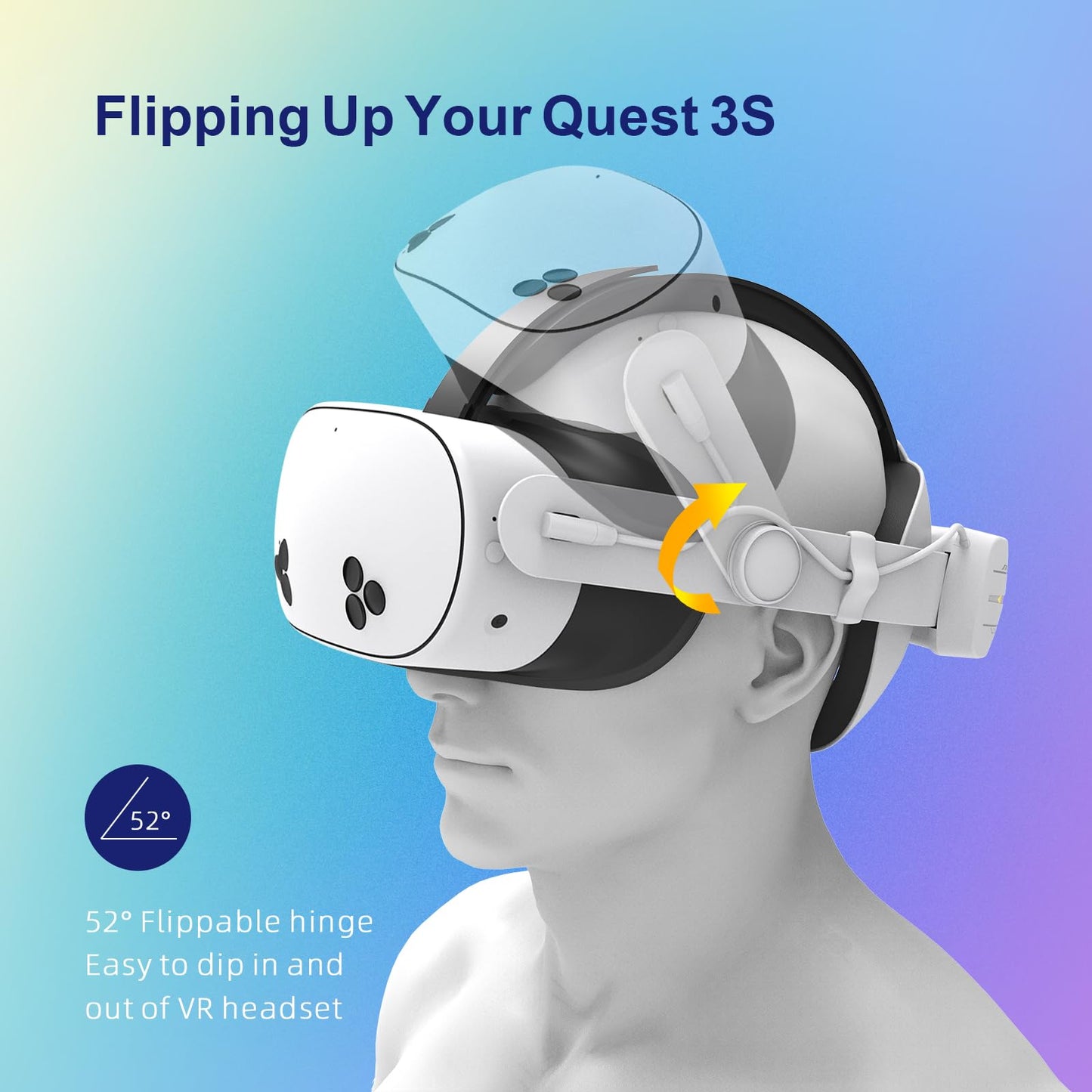QWOS RGB Headsets Comfort Head Strap with 12000mAh Battery for Meta Quest 3S - NOT Compatible with Quest 3