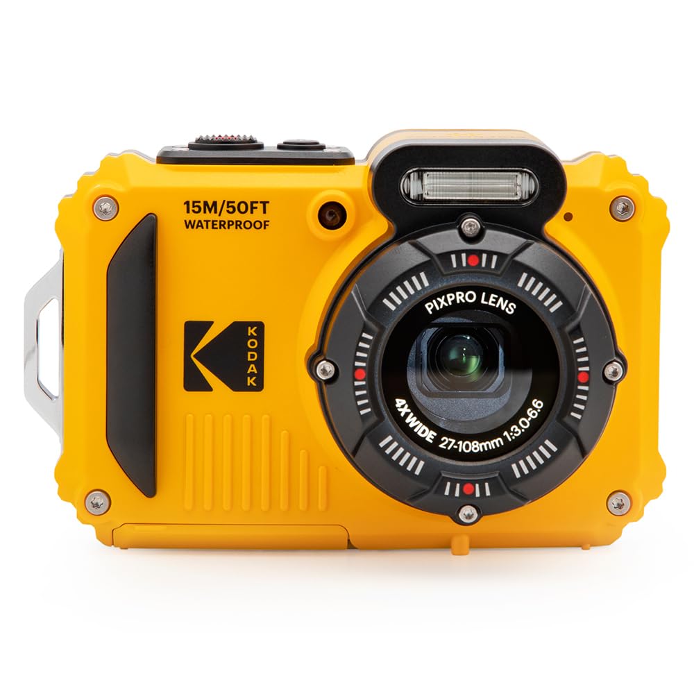 KODAK PIXPRO WPZ2 Rugged Waterproof Shockproof Dustproof WiFi Digital Camera 16MP 4X Optical Zoom 1080P Full HD Video Vlogging Camera 2.7" LCD (Yellow)
