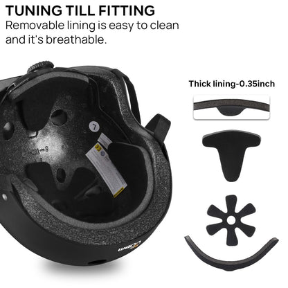 JBM Helmet Multi-Sports Bike Cycling, Skateboarding, Scooter, BMX Biking, Two Wheel Electric Board Other Sports [Impact Resistance] (Black, Large)