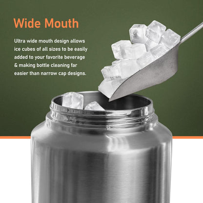 Rangland Insulated 1 Gallon Water Bottle with Sleeve - Stainless Steel Wide Mouth Growler with Tactical Carrying Bag - Insulation for Hot/Cold Drinks (128oz)