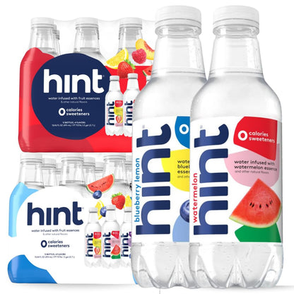 Hint Bottled Water, Red & White Variety Pack Bundle - Purified Flavored Water with Zero Calories, Sugar Free, Natural Flavors - 16 Fl Oz (Pack of 24)