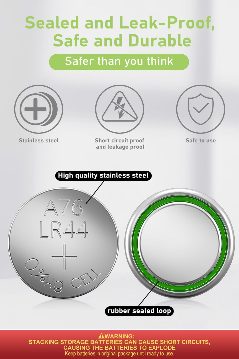 POWEROWL High Capacity LR44 Batteries 40 Pack, L1154F AG13 357 303 SR44 A76 Premium Alkaline Battery 1.5V Button Coin Cell Batteries