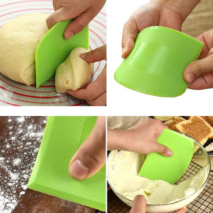 2 Pieces Dough Scraper Bowl Scraper Food-safe Plastic Dough Cutter Flexible Plastic Scraper Practical Bench Scraper Multipurpose Food Scrappers for Bread Dough Cake Fondant Icing, White, Green
