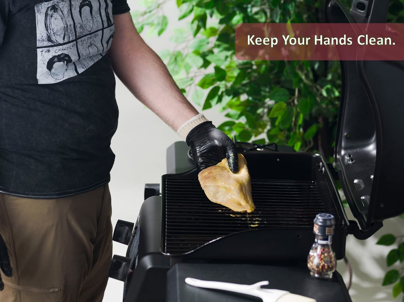 Nechtik BBQ Gloves - Disposable with 4 Cotton Liners and 100 Black Nitrile Gloves - Machine Washable, Powder Free, Latex Free