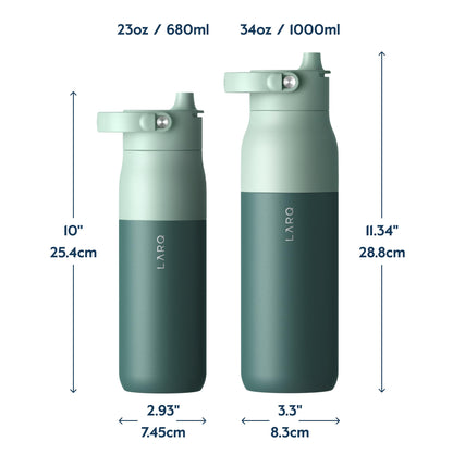 LARQ Bottle PureVis 2 23 oz - UV Water Purifier with Self-Cleaning, App Hydration Tracking, Filter Straw, Detachable Handle, Double-Wall Insulated, Eucalyptus Green