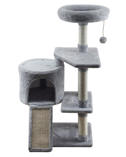 MIAO PAW Grey Cat Tree Tower for Indoor Cats Condo with Scratching Post Cat Tree for Large Medium Small Cat with Dangling Ball Stand for Kittens Activity Tower