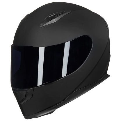 ILM Full Face Motorcycle Street Bike Helmet with Removable Winter Neck Scarf + 2 Visors DOT Model-JK313 (XL, Matte Black)