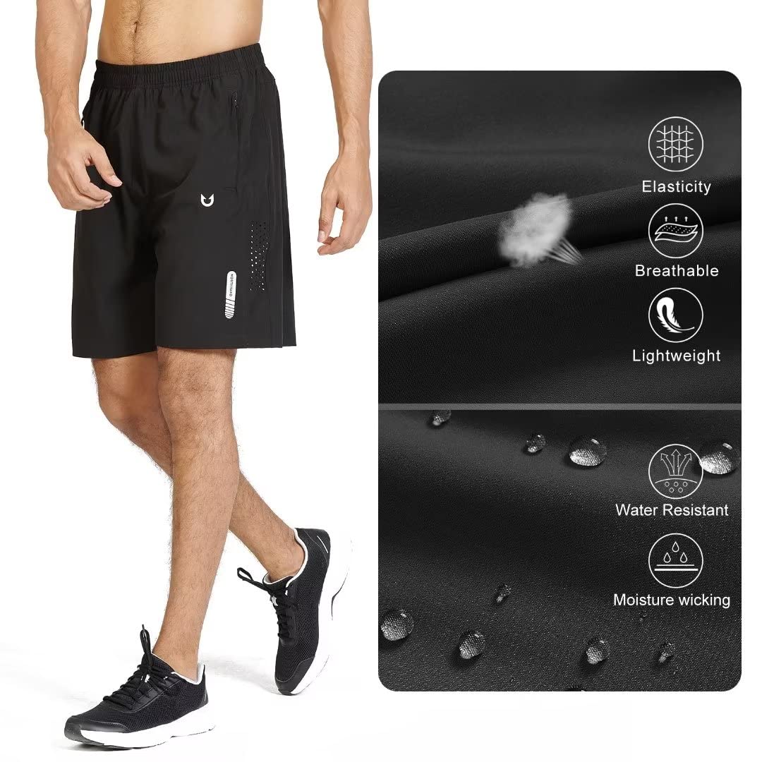 NORTHYARD Men's Athletic Running Shorts Quick Dry Workout Shorts 7"/ 5"/ 9" Lightweight Sports Gym Basketball Tennis Hiking Exercise Black L