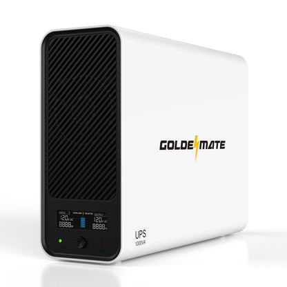 GOLDENMATE 1000VA/600W Lithium UPS Battery Backup and Surge Protector, Backup Battery Power Supply with LiFePO4 Batteries(153.6 Wh), Sinewave UPS System, 10 Years Lifespan, 8-Outlets, LCD Display