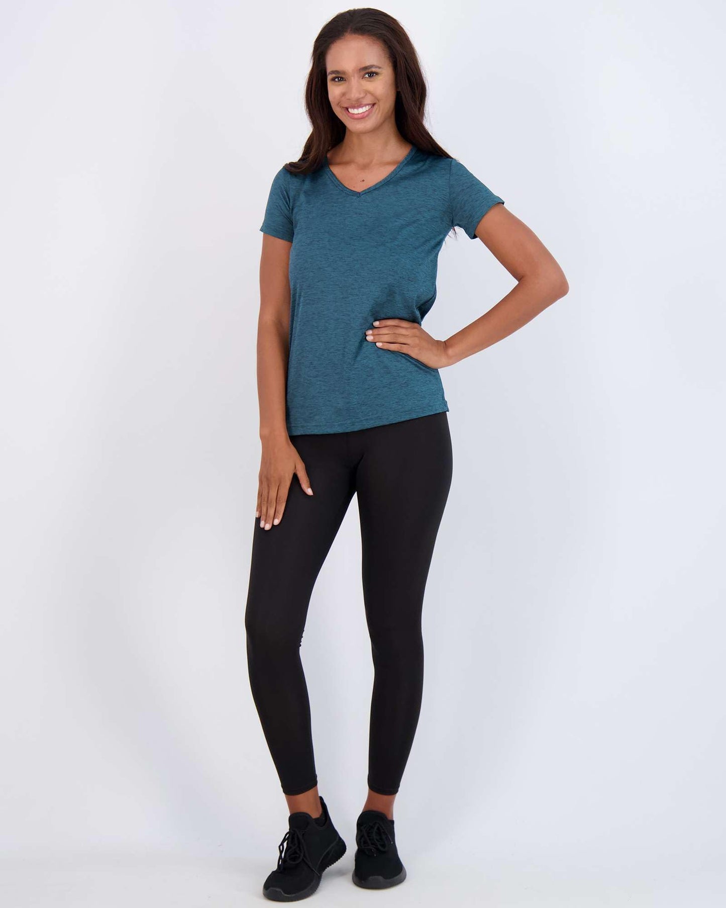 Real Essentials 5 Pack Women’s Short Sleeve V-Neck Workout T-Shirts – Athletic Gym Fitness Pilates Plus Size Active Tees, Set 7, M