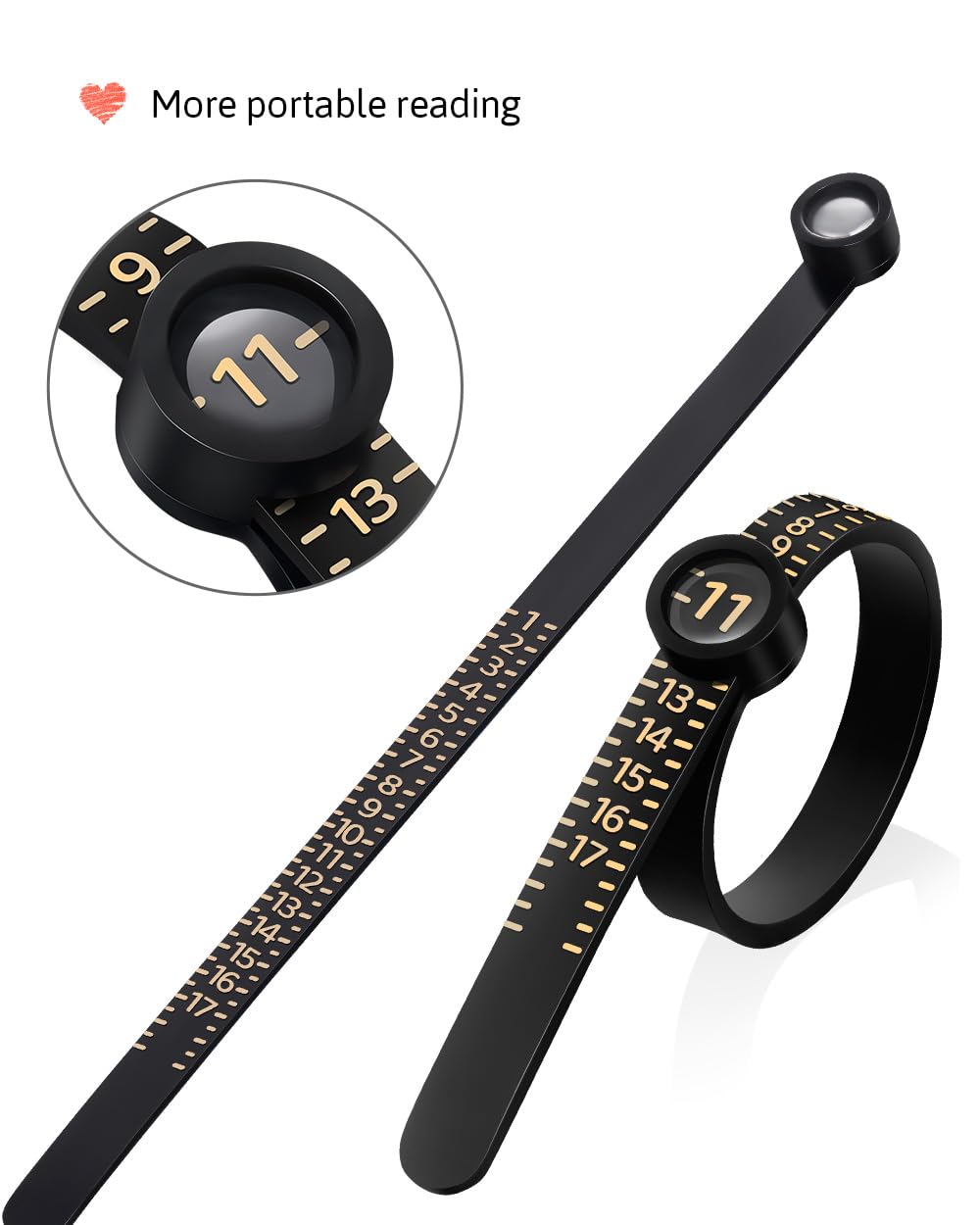 Meowoo Ring Sizer Measuring Tool with Magnifier, for Ring Measurer and Ring Sizer Clear and Intuitive Reading. Plastic Ring Sizer with Lens, 1-17