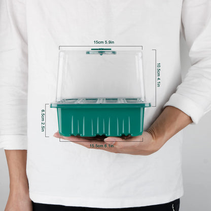 NEWKITS Seed Starter Tray with Grow Light, Seed Starter Kit, Plant Germination Starting Trays with Humidity Dome and Base for Greenhouse Grow Wheatgrass Hydroponic(12 Cells per Tray)(with Grow Lights)