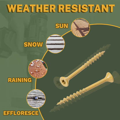 LIONMAX Deck Screws 3 Inch, Wood Screws #10 x 3, 300 PCS, Rust Resistant, Exterior Epoxy Coated, Outdoor Decking Screws, Torx/Star Drive Head Deck Screw, T25 Star Bit Included, Tan