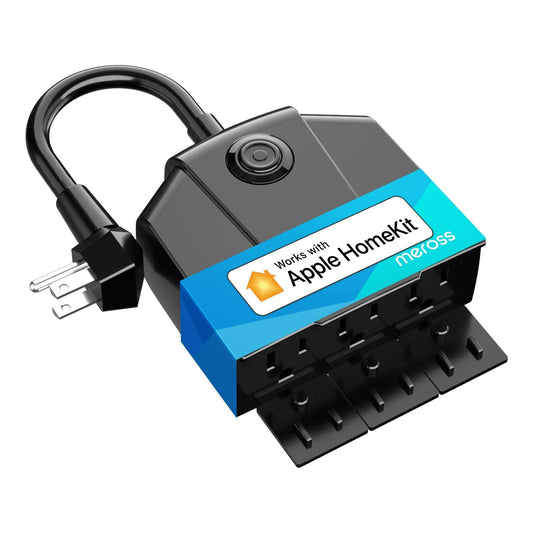 Outdoor Smart Plug, meross Outdoor Wi-Fi Outlet with 3 Independent Sockets Compatible with Apple Homekit, Alexa and SmartThings, Voice & Remote Control, Timer, 2.4 GHz only,Black