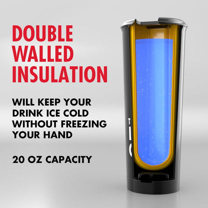 Loud Cup 20 oz Tumbler + Stadium Horn with Open-Sip Lid (Canary Yellow) - Insulated Cup Reusable Water Bottle Coffee Travel Mug - Worlds Loudest Cup for Game Day