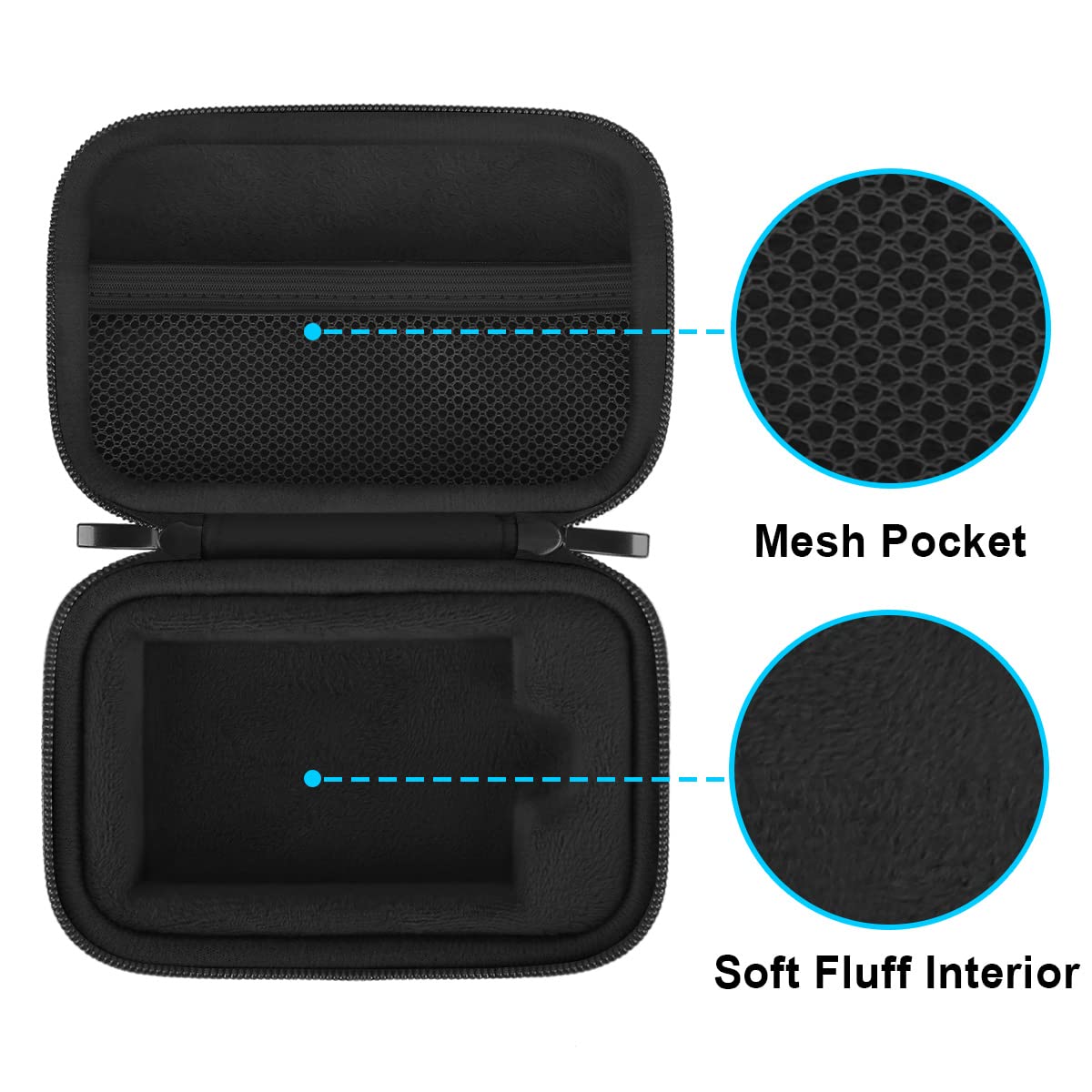 Lacdo Hard Carrying Case for Samsung T7 Shield/Samsung T7 / Touch Portable Solid State Drives 500GB 1TB 2TB 4TB USB 3.2 External SSD Hard EVA Shockproof Storage Travel Bag, Black+Black