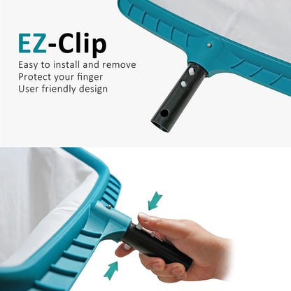 POOLWHALE Professional Pool Skimmer Net, Heavy Duty Swimming Leaf Rake Cleaning Tool with Deep Fine Nylon Mesh Net Bag - Fast Cleaning,Easy Scoop Edge,Debris Pickup Removal (No Pole)