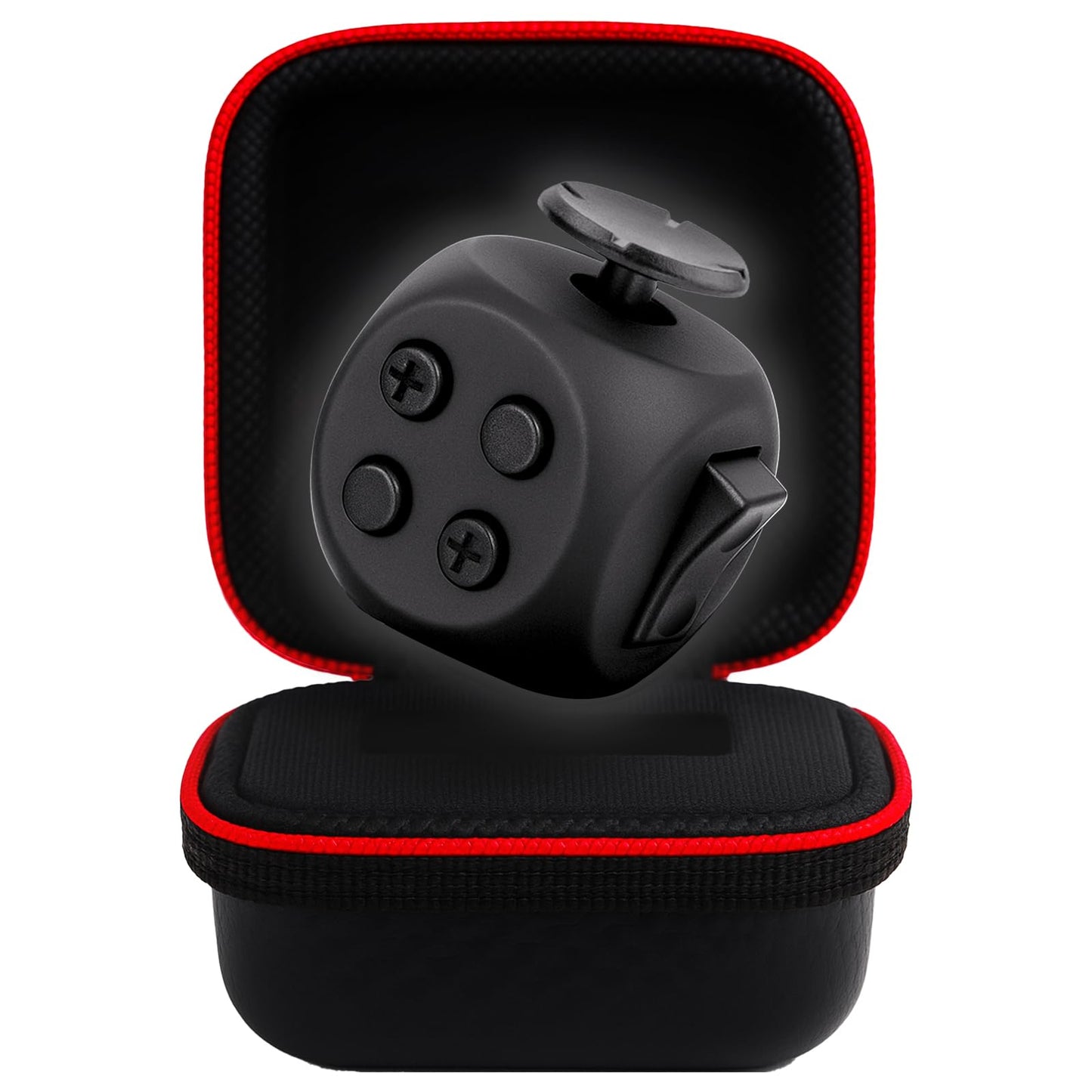 PILPOC theFube Fidget Cube, 6-Sided Stress Relief Infinity Cube for Adults & Kids, Boosts Concentration, Mindfulness Aid, Silent & Audible Modes, Includes Carry Case for Portability (Midnight)