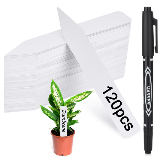 Plant Labels 120PCS, Darfukei Outdoor Waterproof Garden Markers, Plastic Nursery Seed Plant Tags with Bonus a Permanent Marking Pen, Gardening Gifts for Women Men…