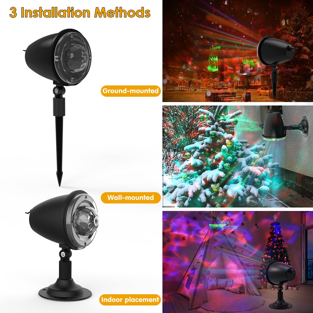 Halloween Projector Lights Outdoor,Christmas Decorations Holiday Projector,Water Wave Ocean Effect Night Light with Remote,Waterproof LED Landscape Light for Wedding Garden Wall Tree Decoration