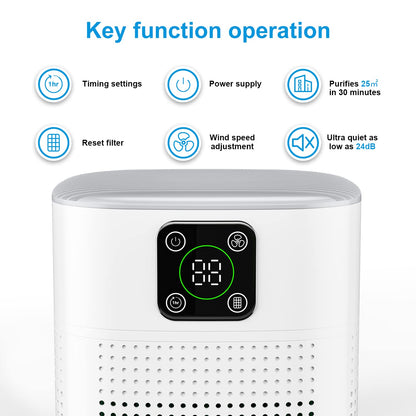 Air Purifiers for Bedroom, Honeyuan H13 HEPA Air Purifier for Home Large Room 600 sqft, Air purifiers with 360°Air Intake, 3 Fan Speeds, 3-Stage Filtration, White
