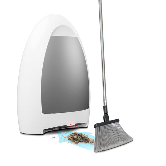 EYE-VAC Home Touchless Vacuum, Automatic Dustpan, 1000W Bagless Canister for Pet Hair and Dirt, White