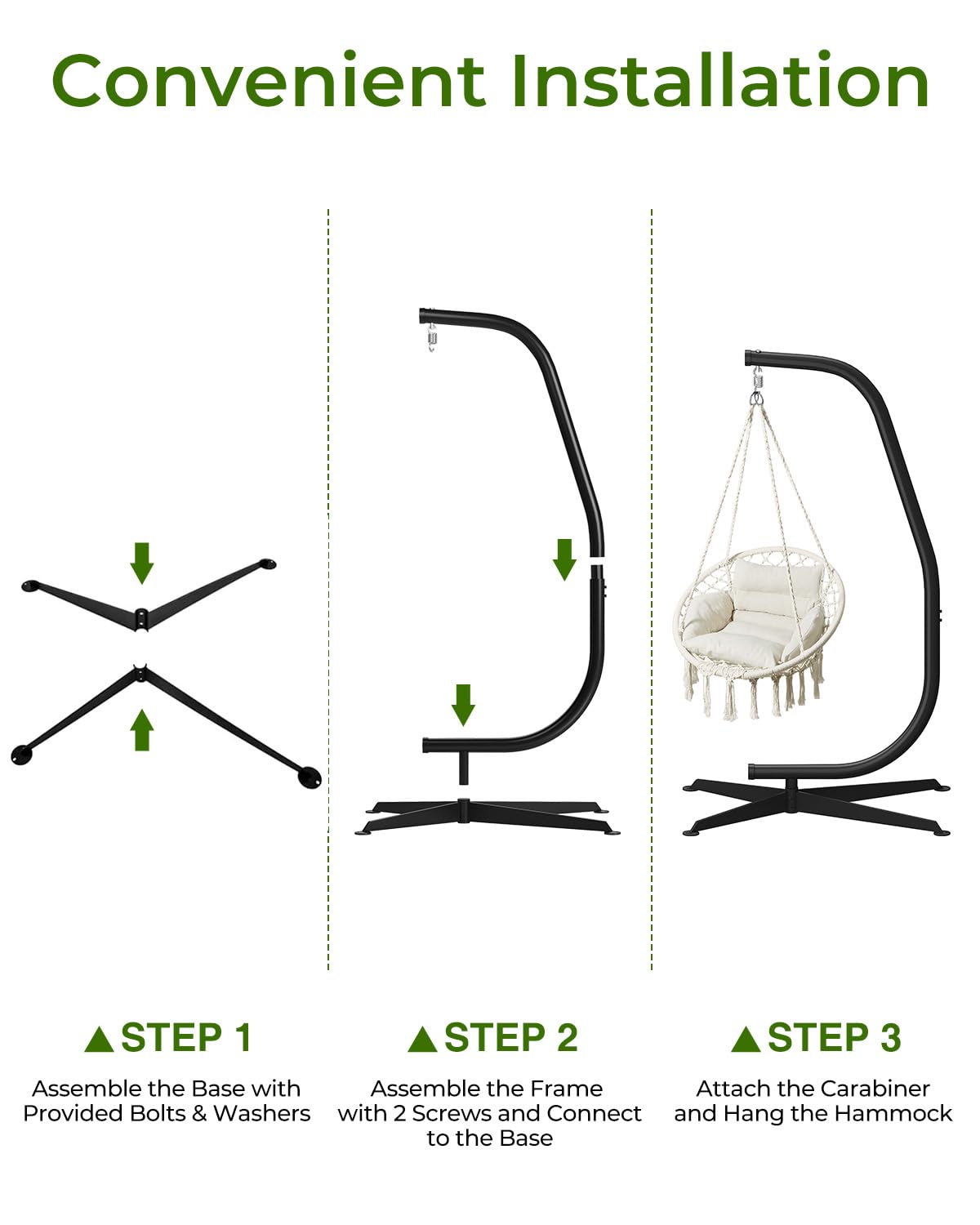 GREENSTELL Hammock Swing Stand, Hanging C-Stand with Spring Hook, for Indoor, Outdoor, Sturdy Hanging Stand Max Load 330lbs